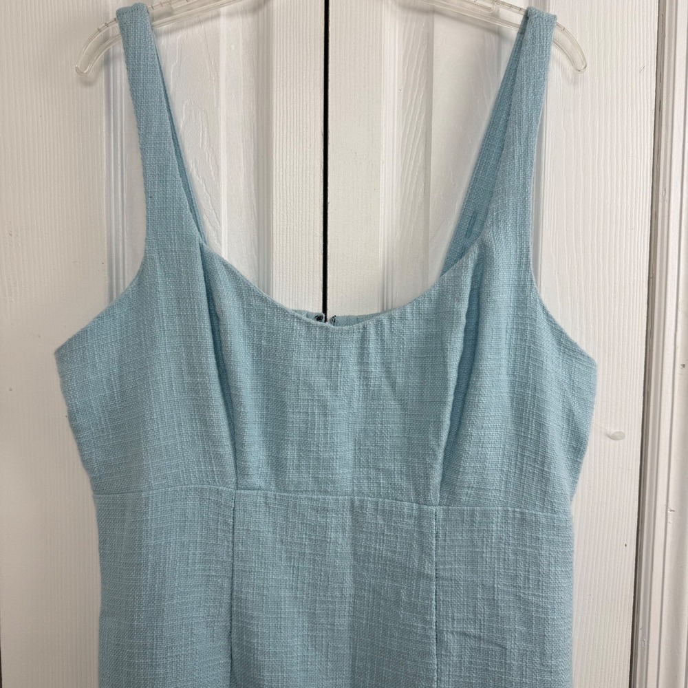 Abercrombie & Fitch Light Blue Tweed Mini Dress Sleeveless Scoop Neck XLT Tall - Picture 5 of 10